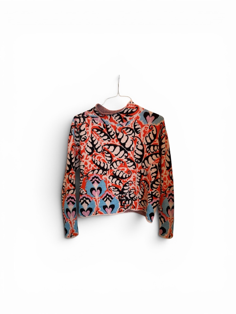 Maeve Multicolor Patterned Cowl Neck Sweater - Coral, Black, Blue, Pink